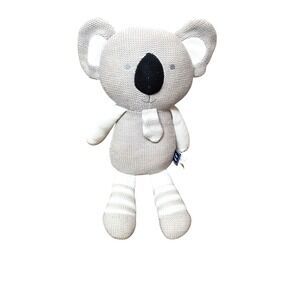 Living Textiles Koko Koala Plush Baby Toy 15" Gray & White Knitted Stuffed Anima